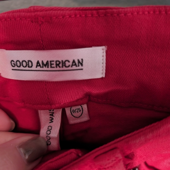 Good American Good Waist shiny red skinny 0/25 - Picture 7 of 8